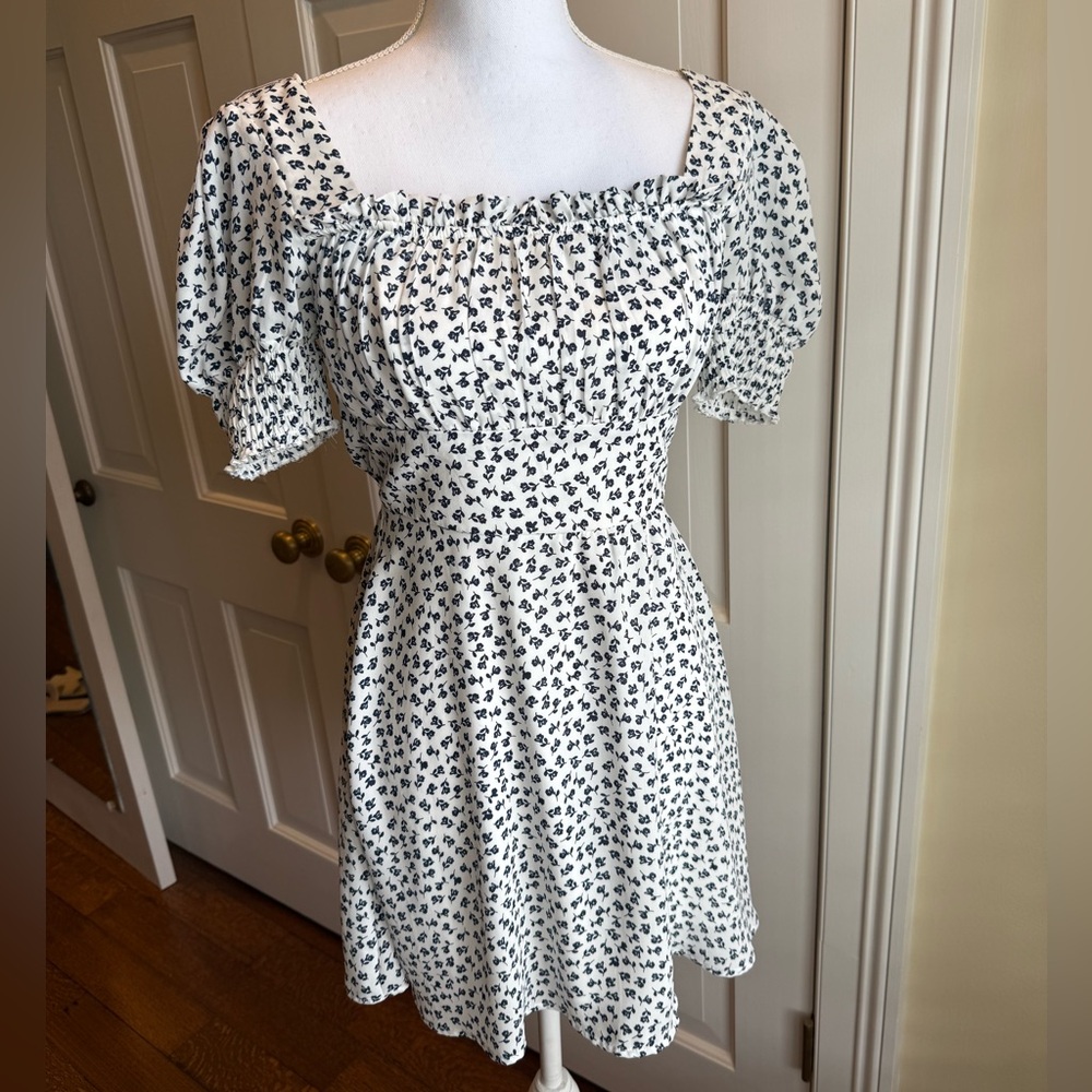 Altar’d State White Dress with Navy Flowers